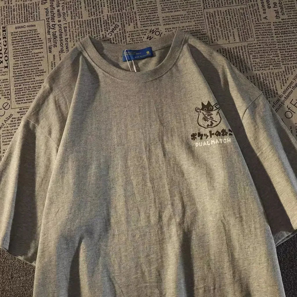 Japanese Retro Pocket Cat T-shirt