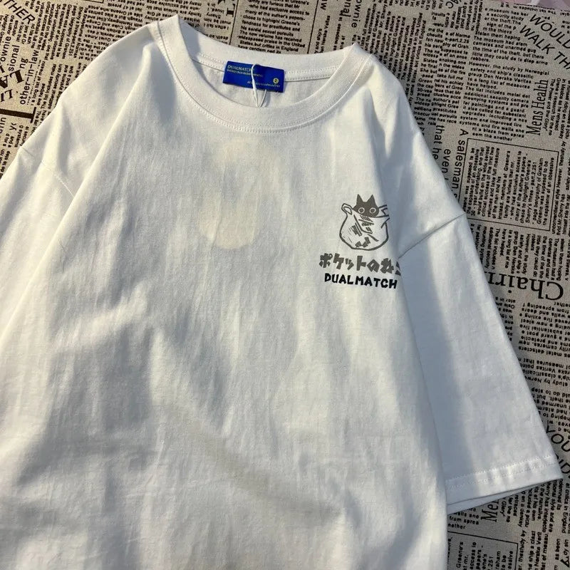 Japanese Retro Pocket Cat T-shirt
