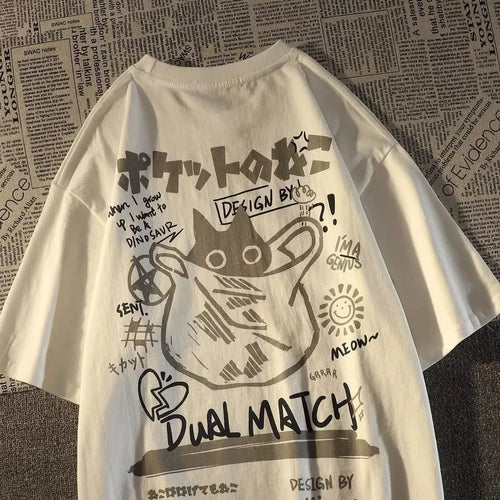 Japanese Retro Pocket Cat T-shirt